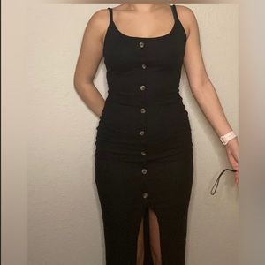 Long black dress with slit in the front (size s/m) stretchy material